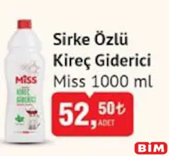 MİSS SİRKE ÖZLÜ KİREÇ GİDERİCİ 1 L fiyat ve kampanya bilgisi